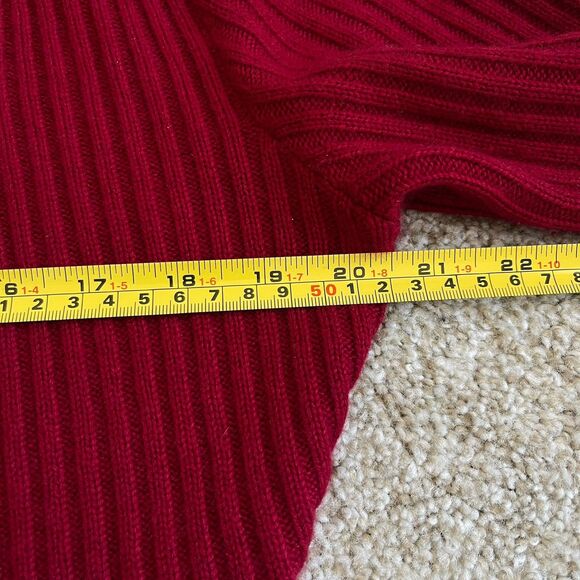 Vintage Talbots Cashmere Silk Ribbed Knit Y2K Cardigan Sweater Red M Holidays - Picture 13 of 15